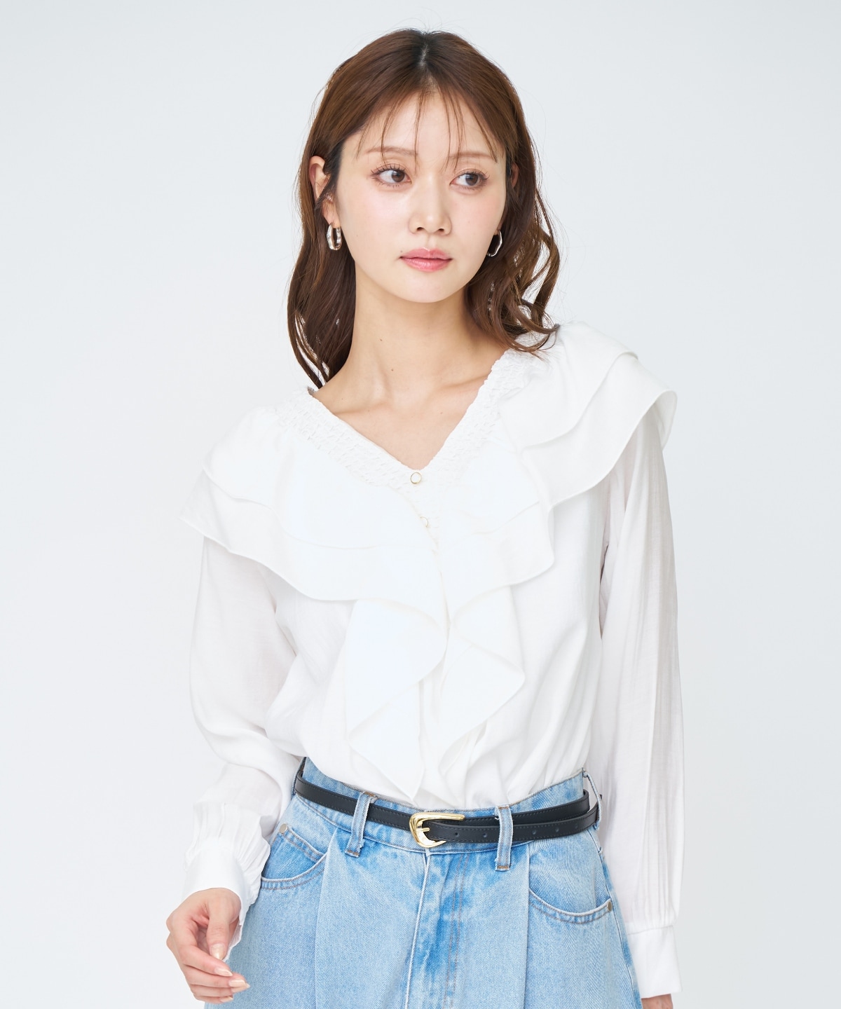 【先行予約受付中】シャーリングフリルブラウス