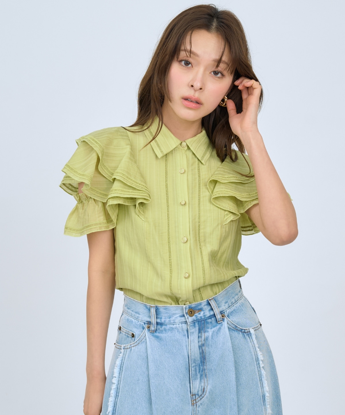 【先行予約受付中】ラッフルスリーブシャツブラウス