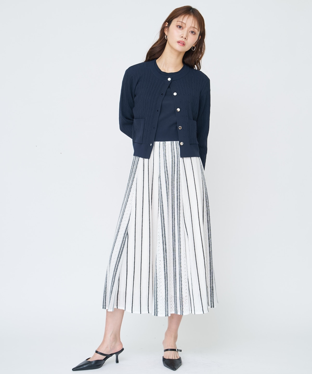 ラッセルストライプロングスカート