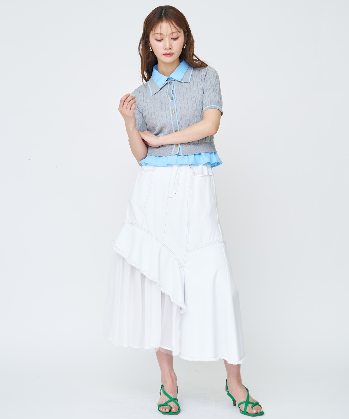 【先行予約受付中】チュール切替デニムスカート