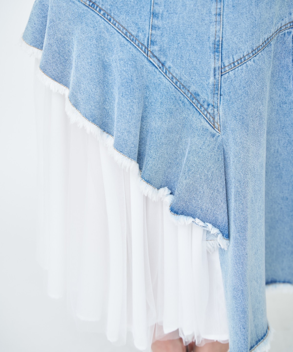 【先行予約受付中】チュール切替デニムスカート