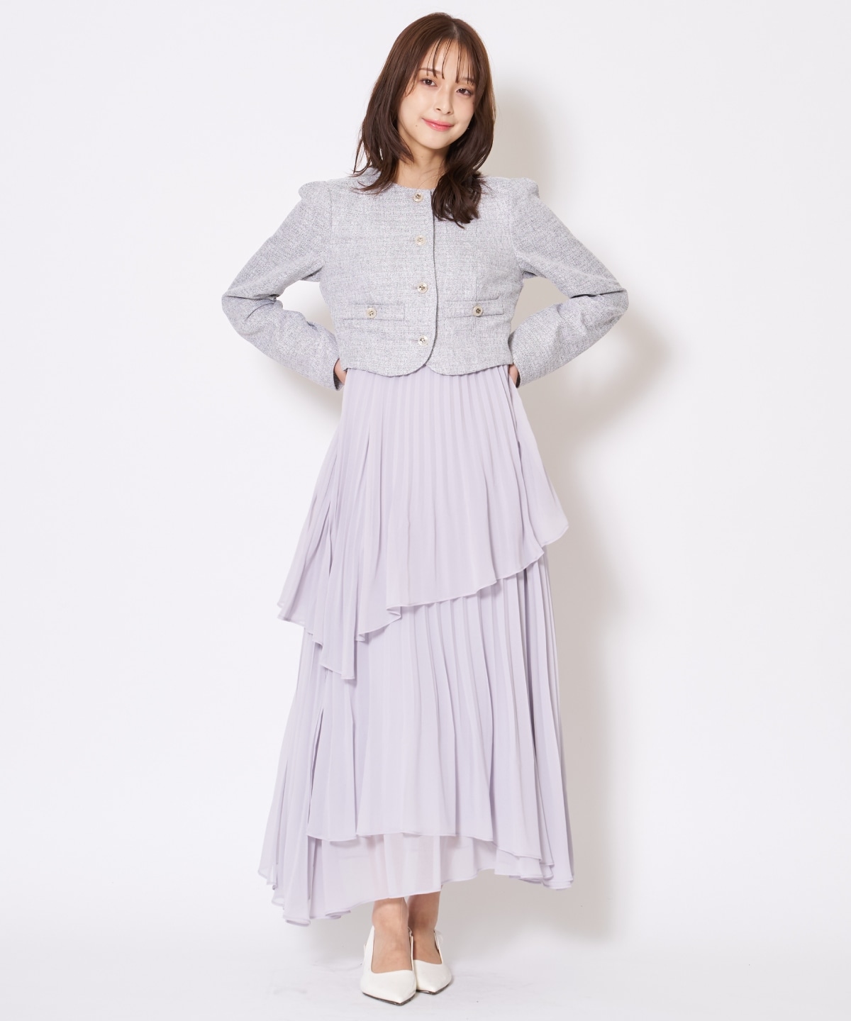 【先行予約受付中】ツイードジャケットドッキングワンピース