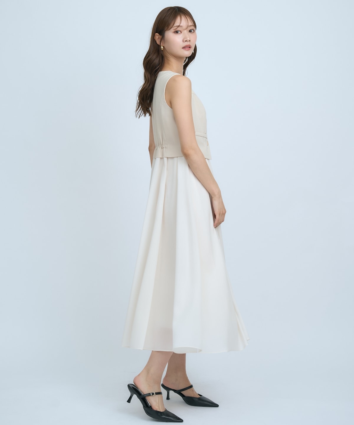 ショートジレレイヤードワンピース