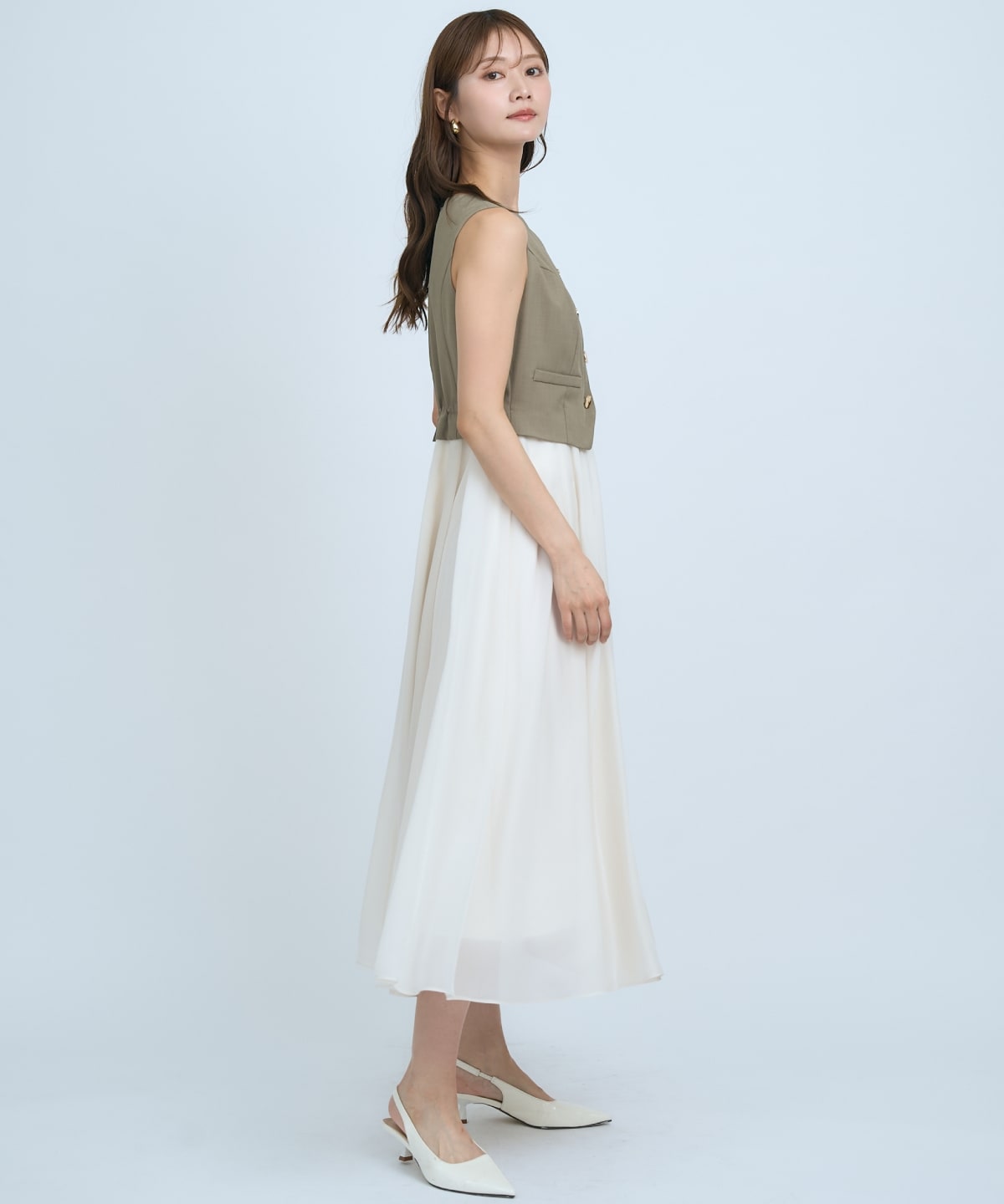 ショートジレレイヤードワンピース