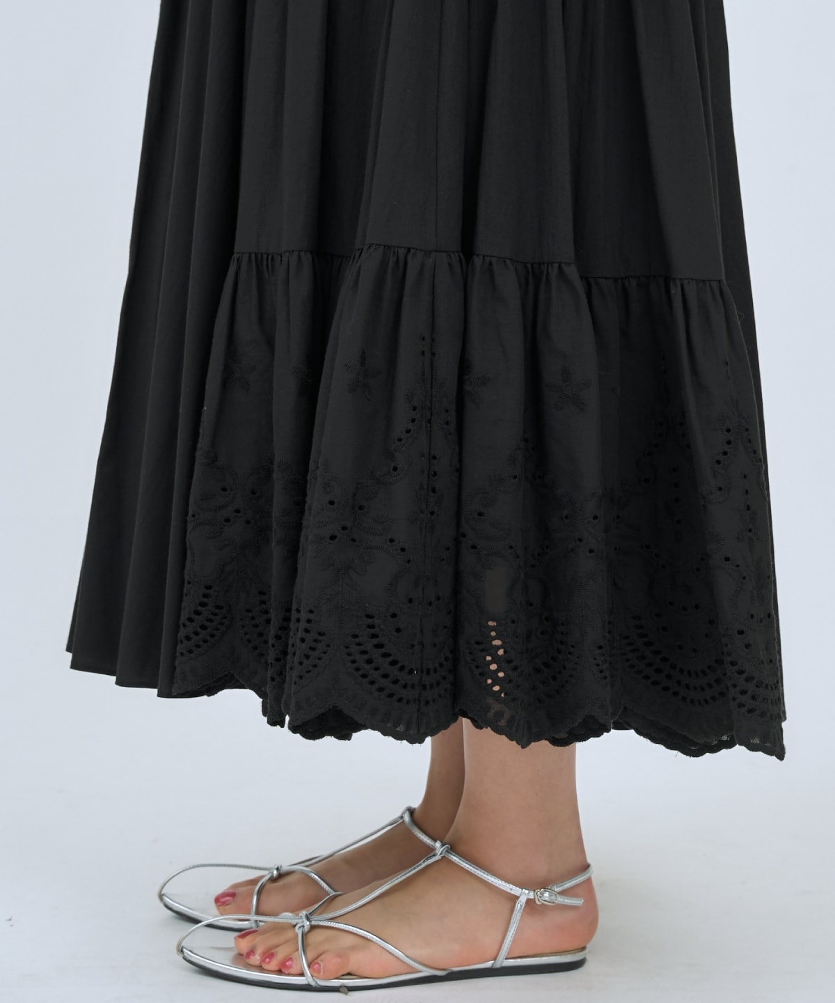 レースオフショルティアードワンピース