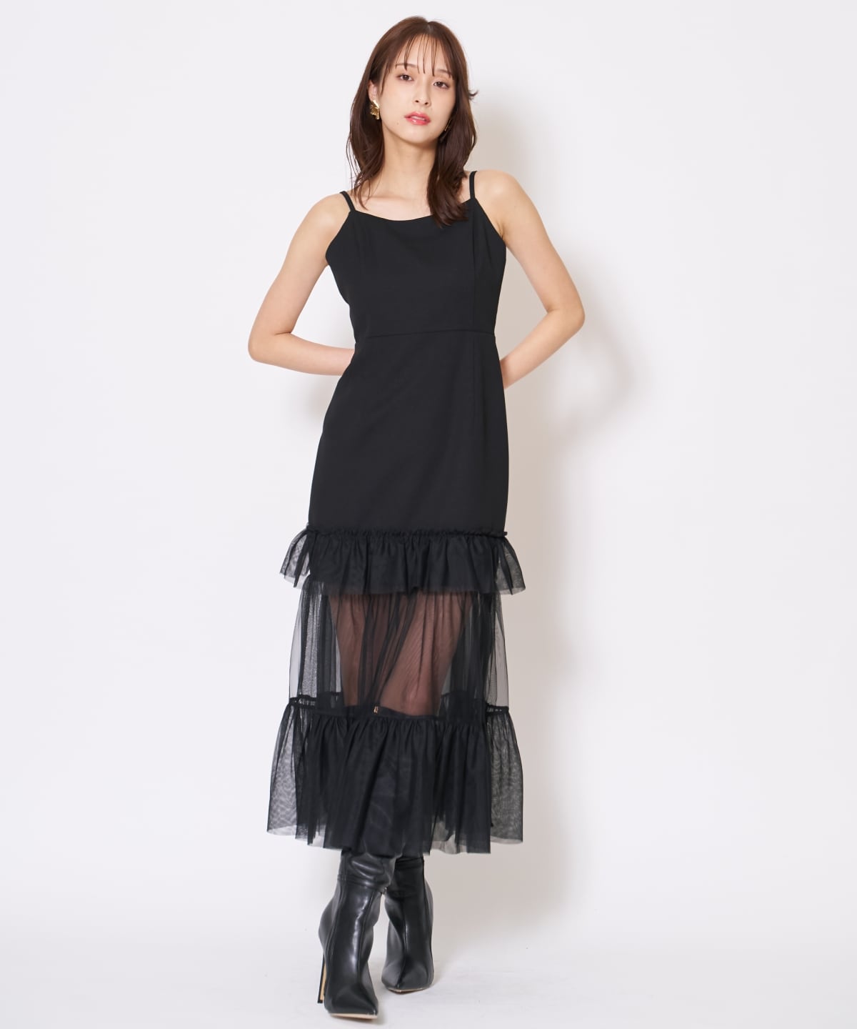 【先行予約受付中】ジャケット×シアーティアードワンピース