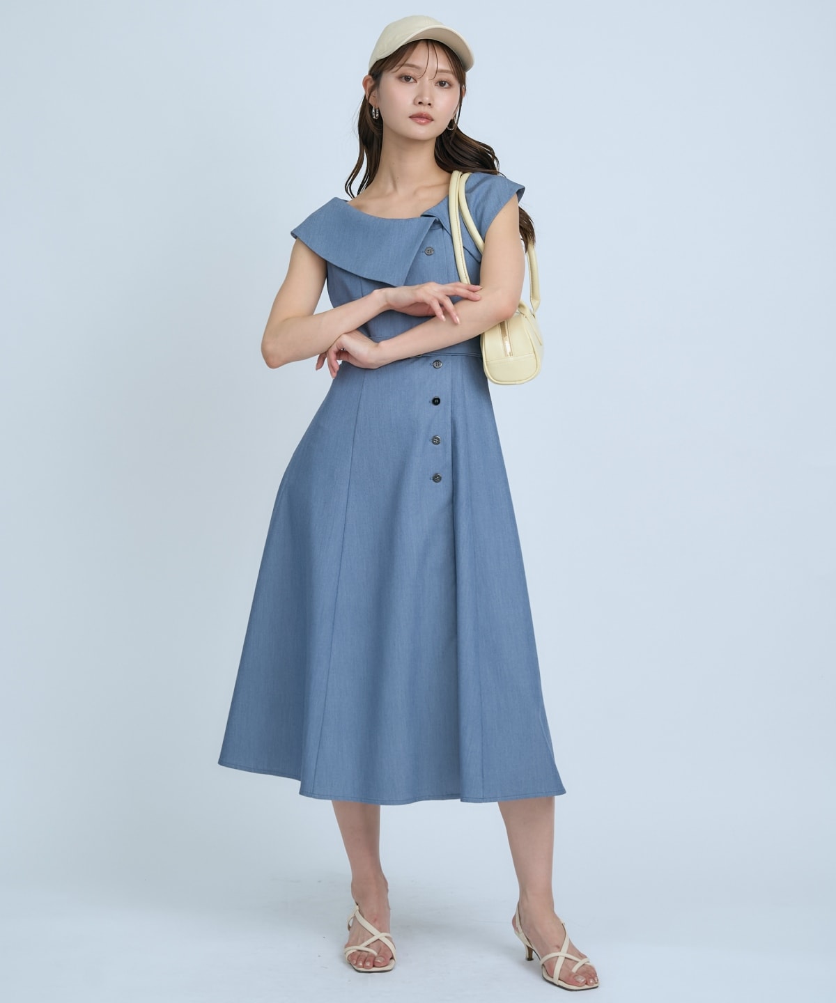 【先行予約受付中】アシメビックカラー前ボタンワンピース