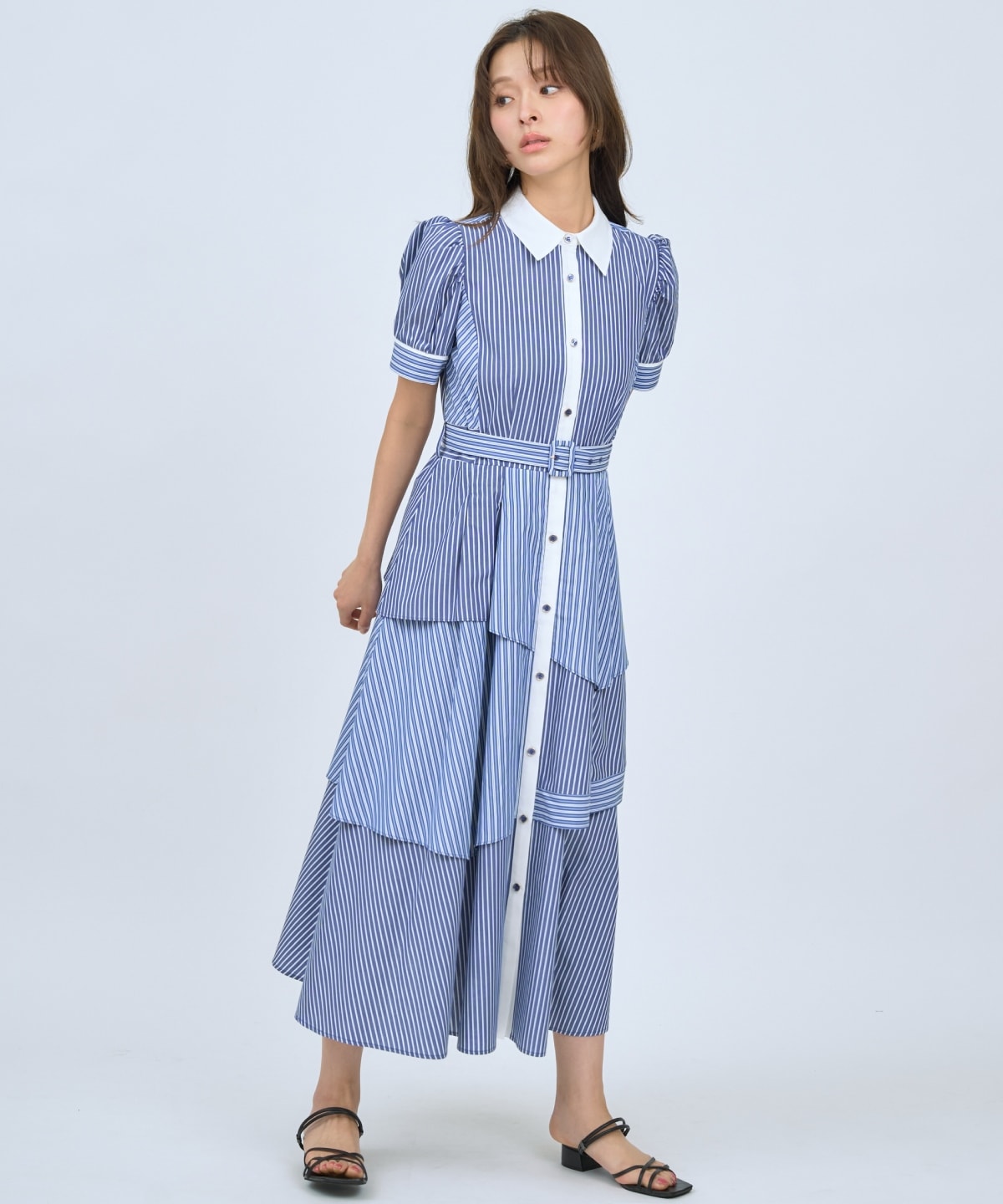 【先行予約受付中】マルチストライプシャツワンピース