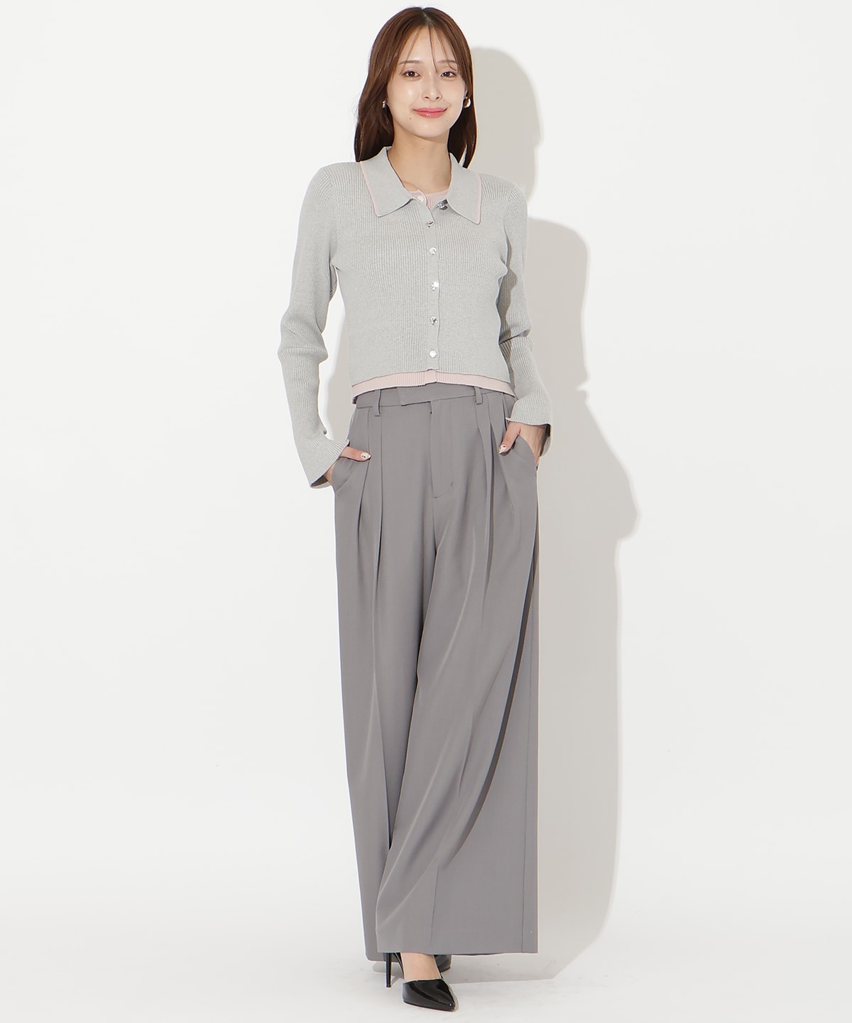 【先行予約受付中】襟付きレイヤード風カーディガン