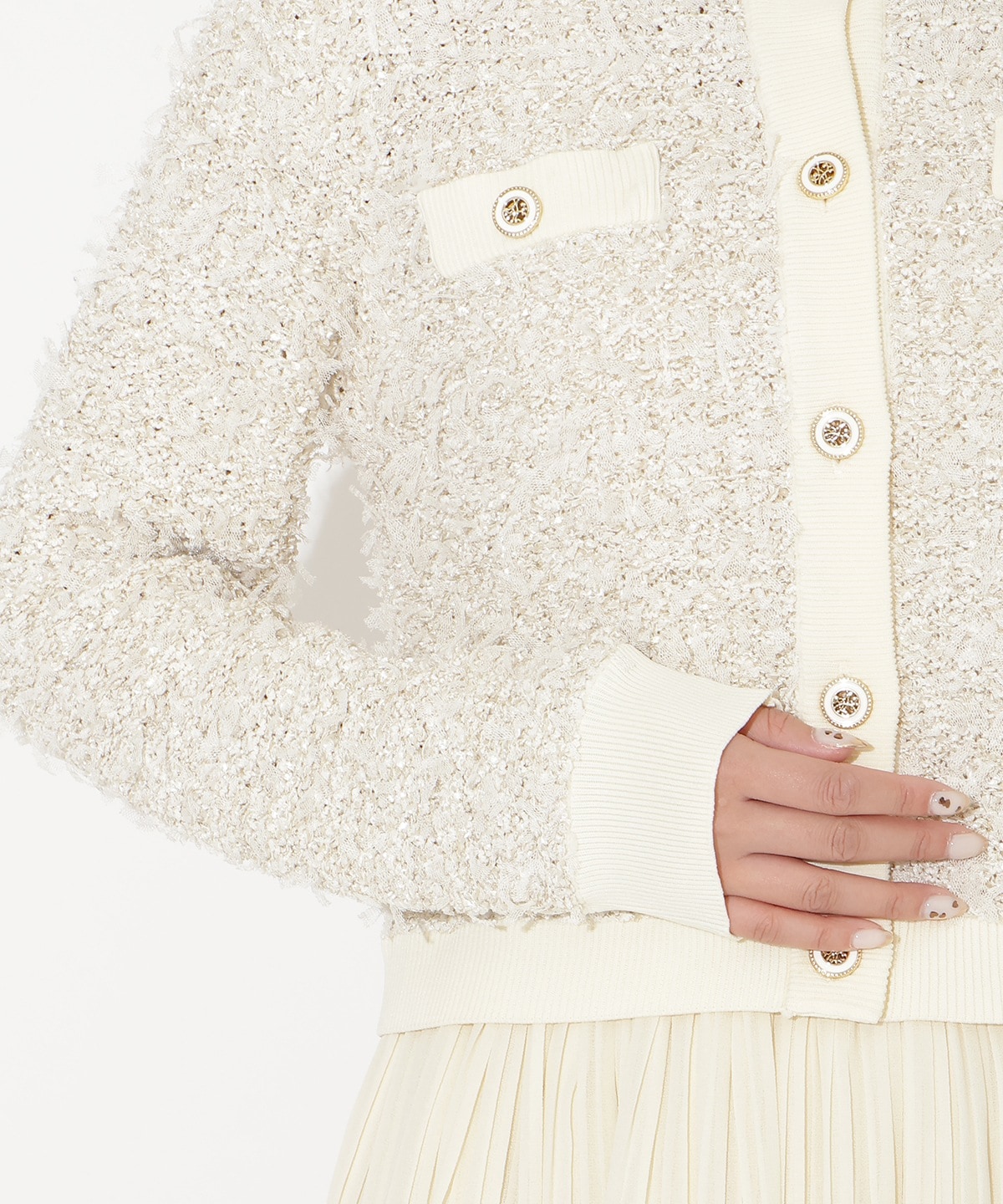 【先行予約受付中】ラメ入りツイード調ニットカーディガン