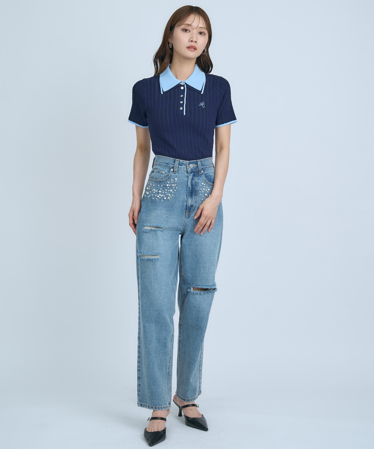 【先行予約受付中】ダブルカラーケーブルポロニット