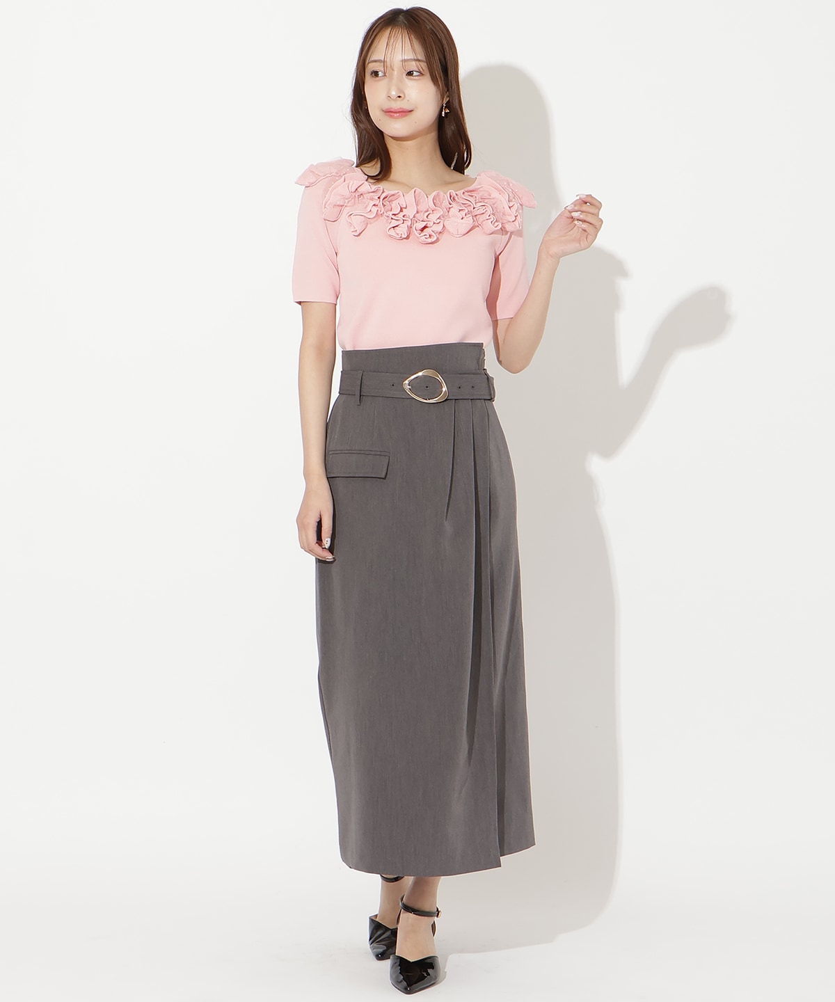 【先行予約受付中】フリルボートネックニットプルオーバー