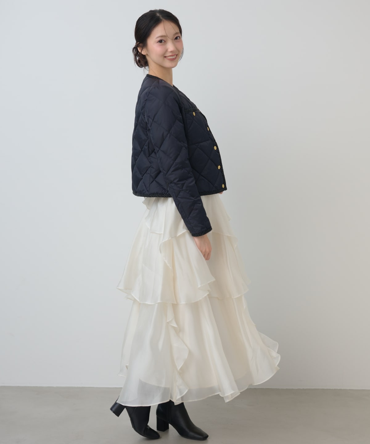 【TAION×AND COUTURE】ノーカラーショートダウンジャケット