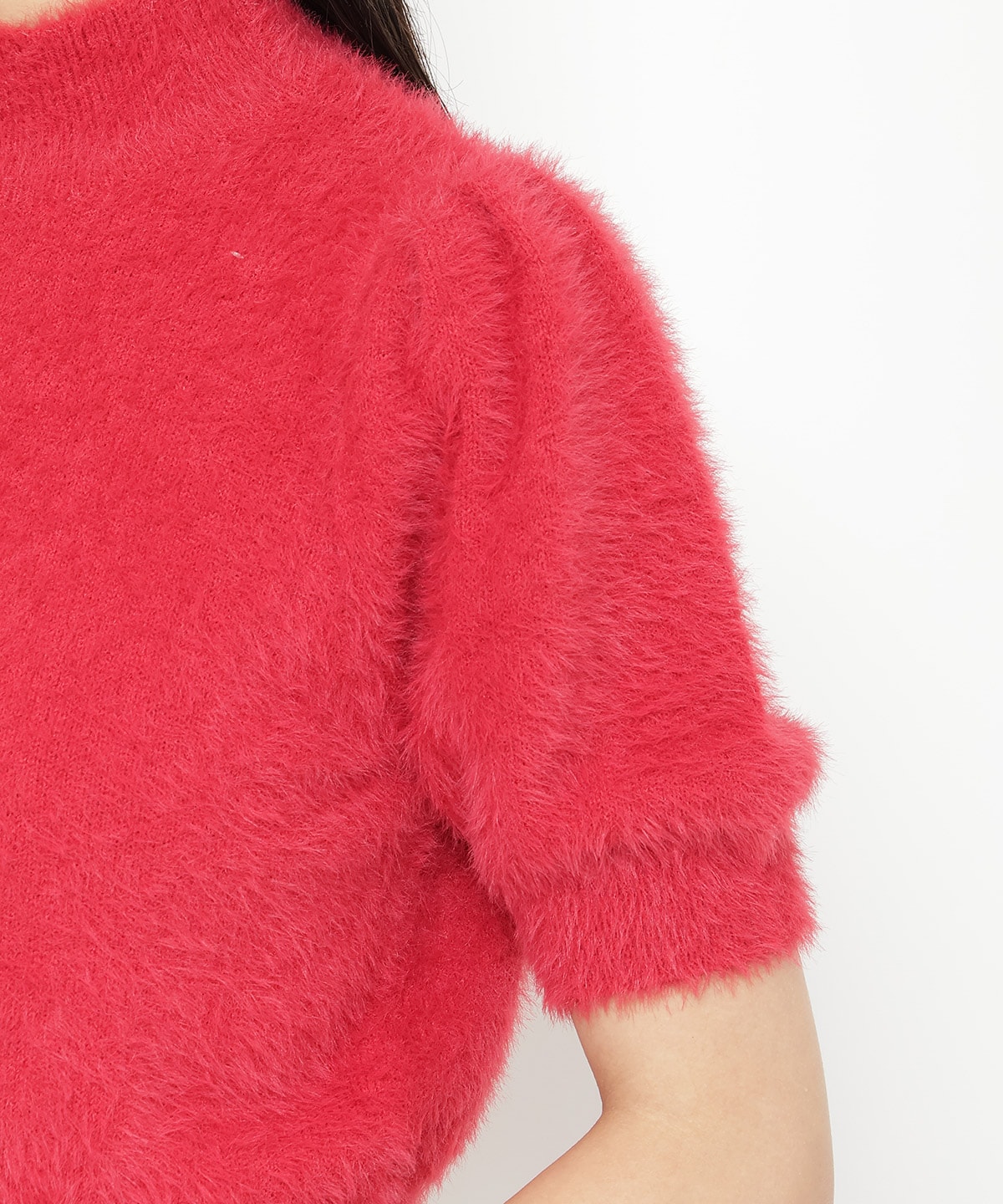 フェザーライク半袖ニットプルオーバー