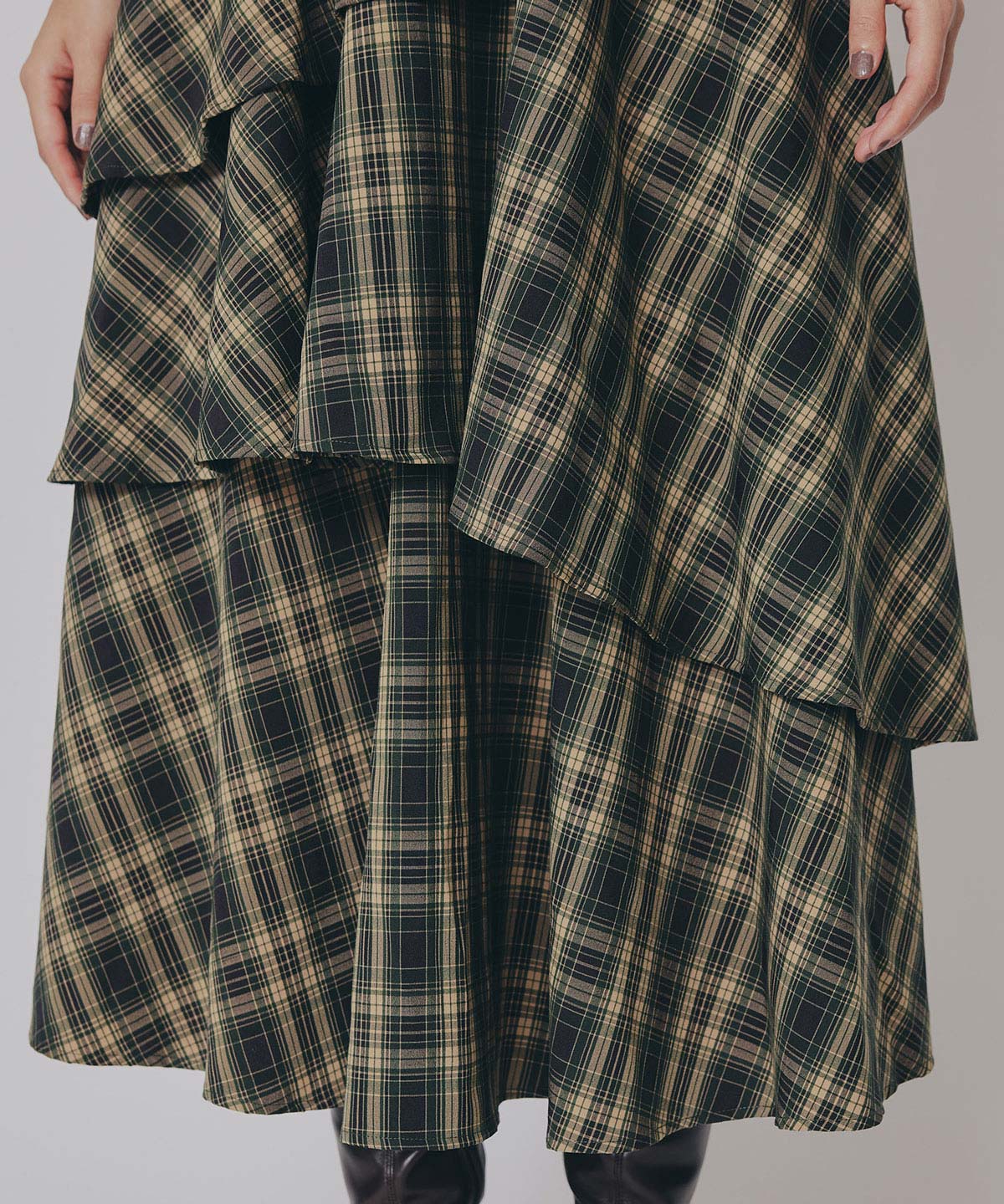 タータンチェックティアードスカート