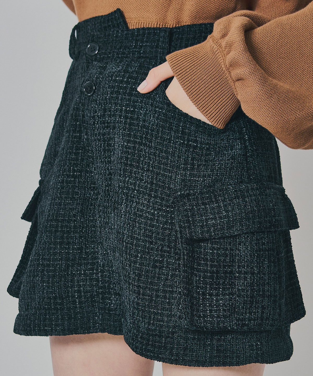 モールツイードカーゴミニスカート