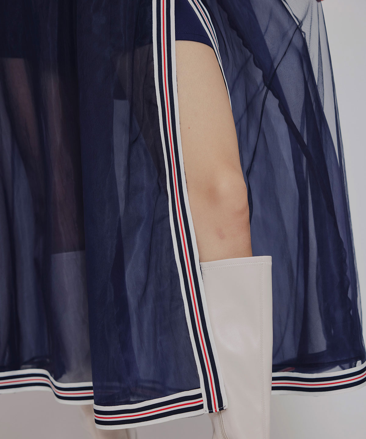 ［FILA×REDYAZEL］チュールレイヤードショートパンツ×トリコロールラインスリットロングスカート