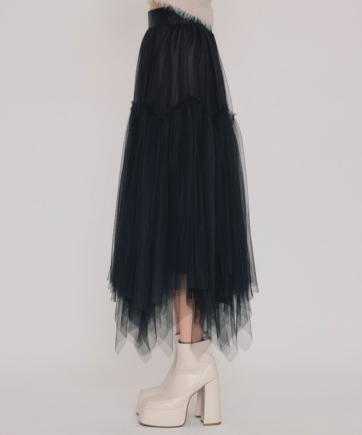 チュールフレアロングスカート