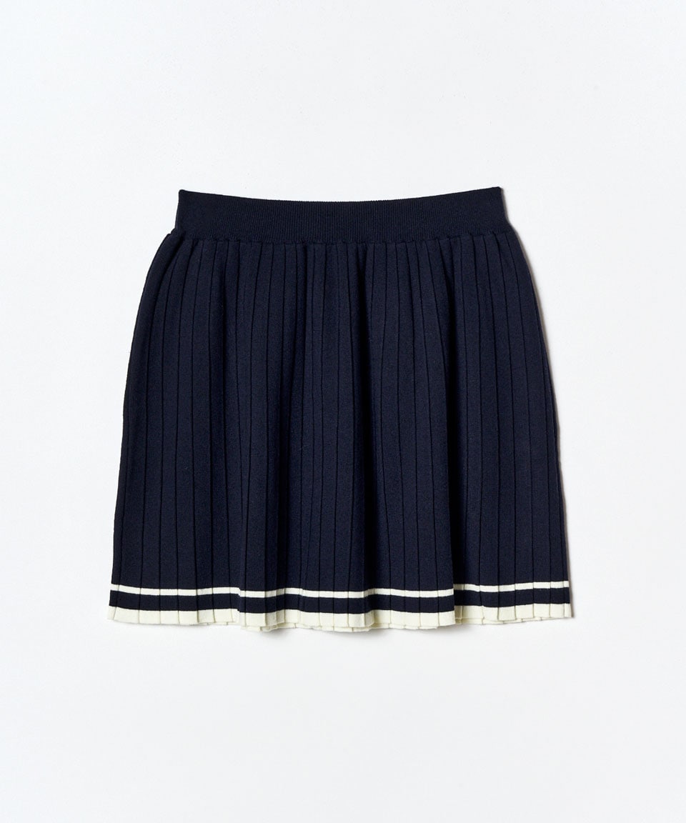 ラインスキームニットカーディガン×スカートセットアップ