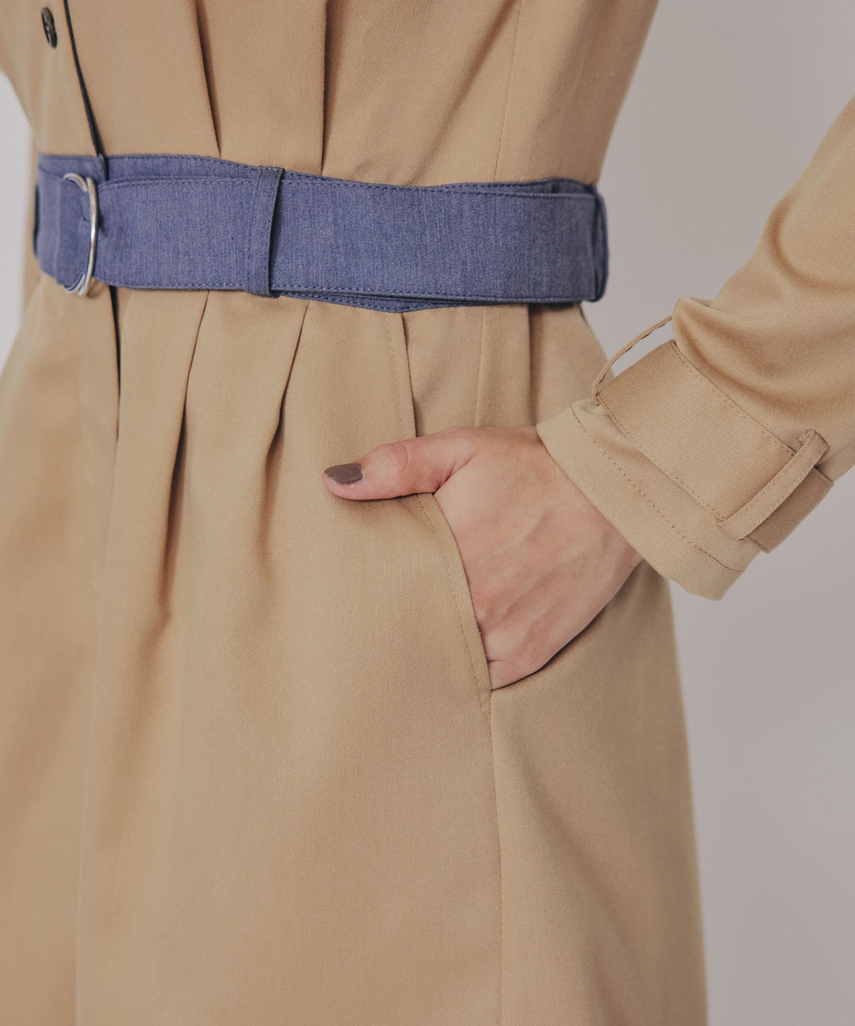 バイカラーベルトショートオールインワン