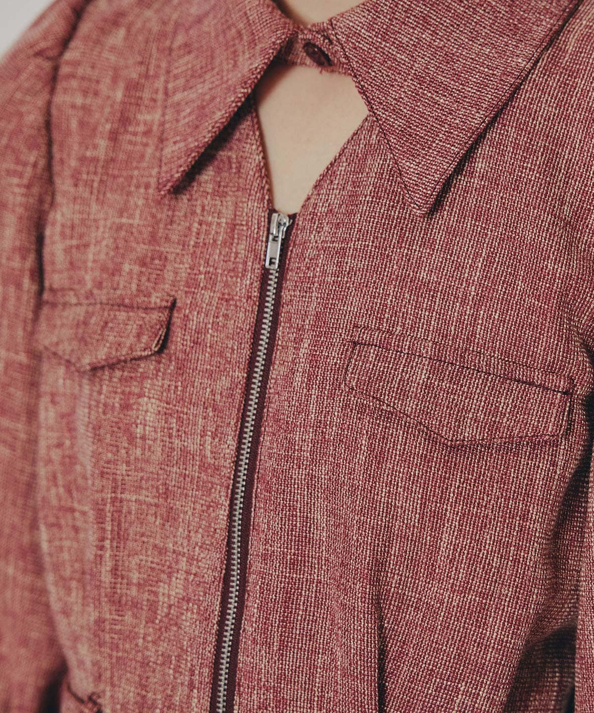 カラーミックスフロントZIPワンピース