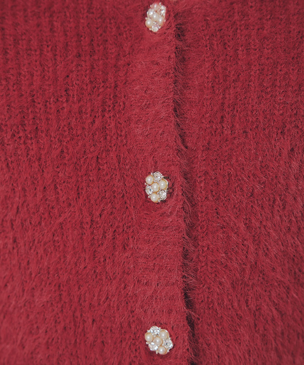 フェザーヤーンビジューボタンカーディガン