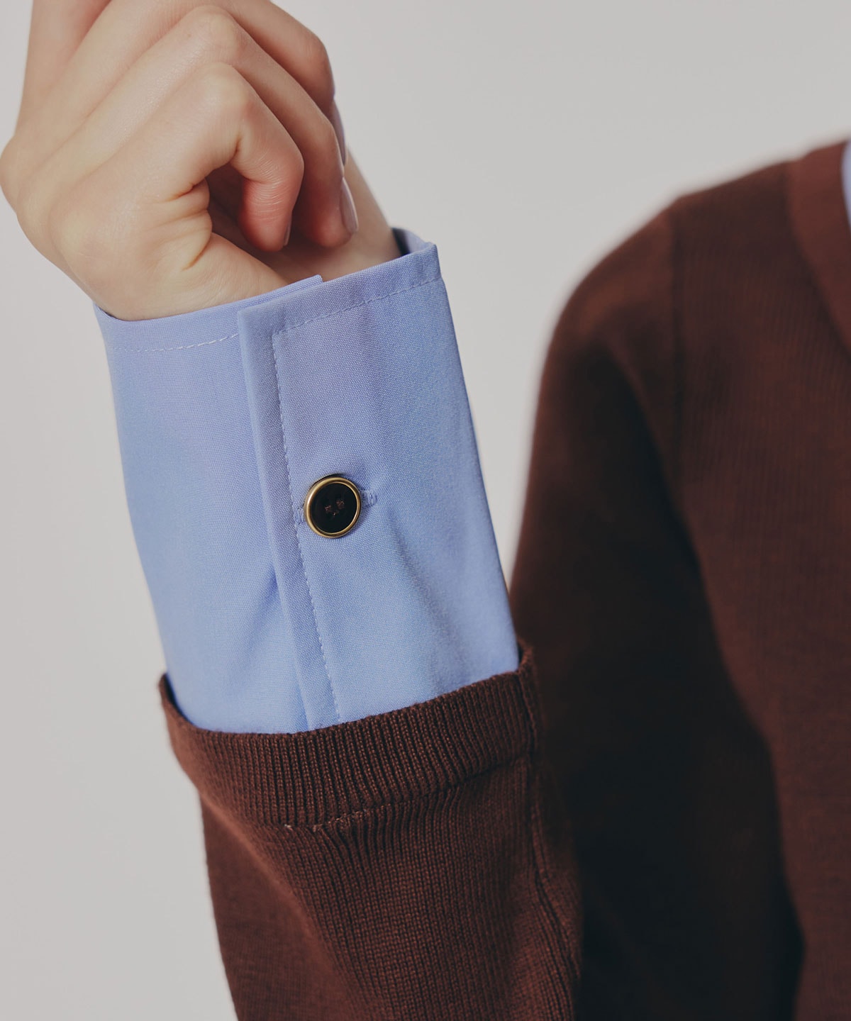 ダブルカラーポロニットトップス