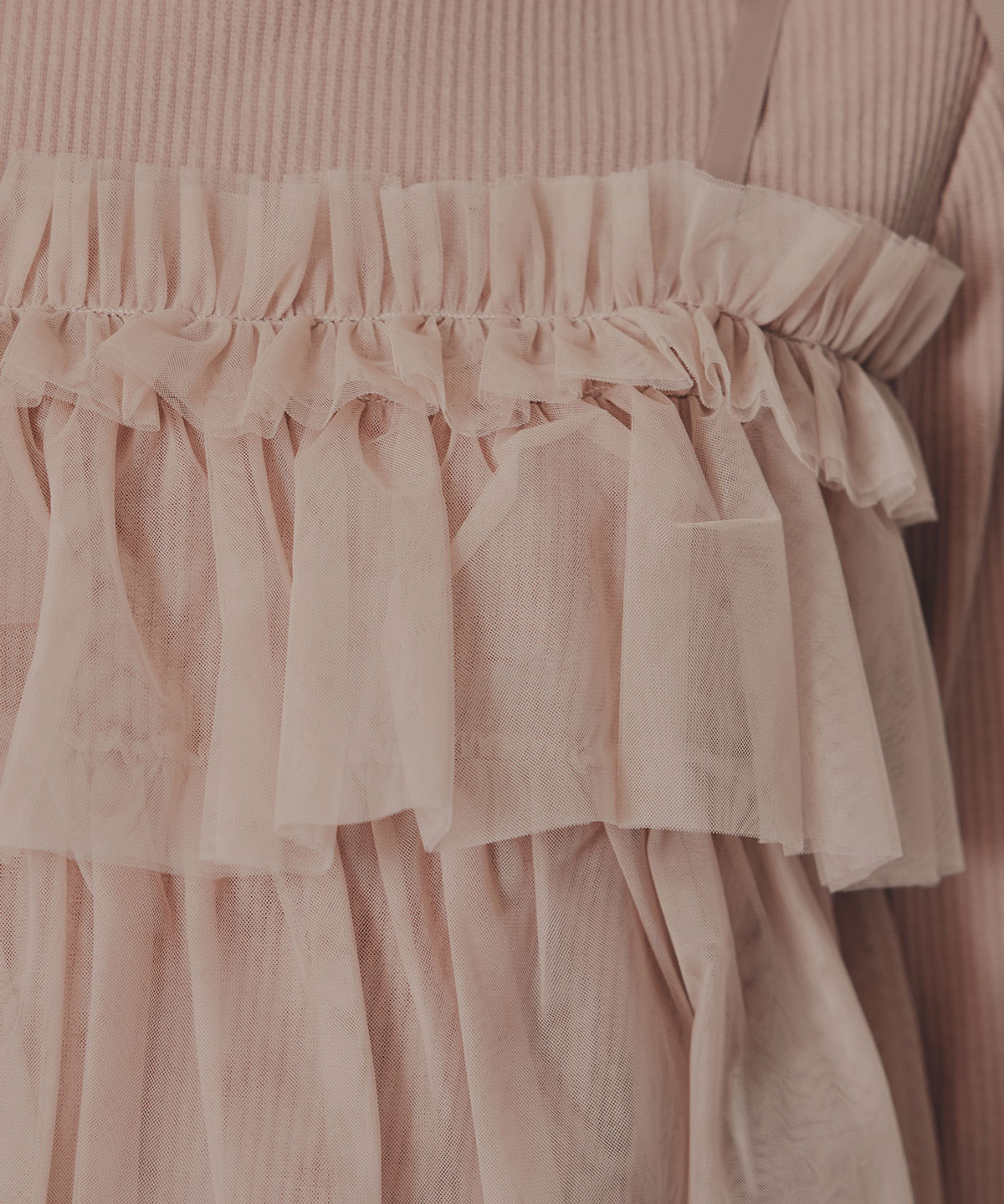 リボンチュールフリルビスチェニットトップス