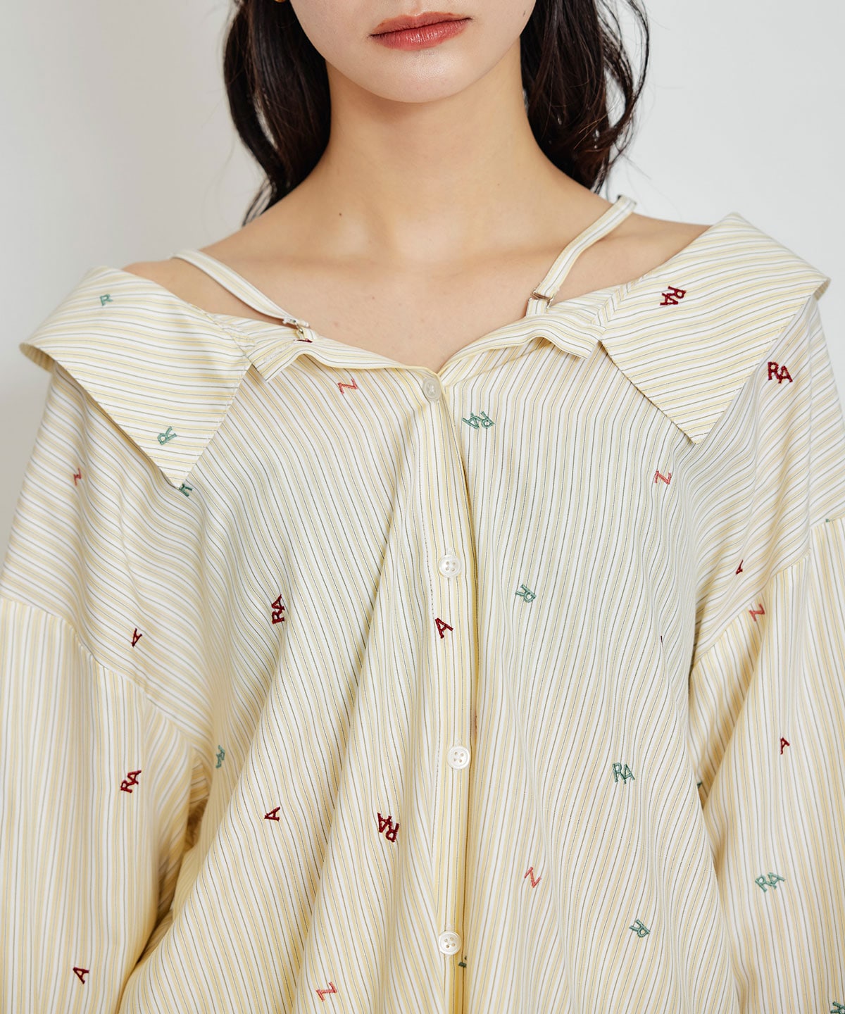 【セットアップ可能】REDYAZELアルファベットロゴ刺繍2WAYシャツブラウス