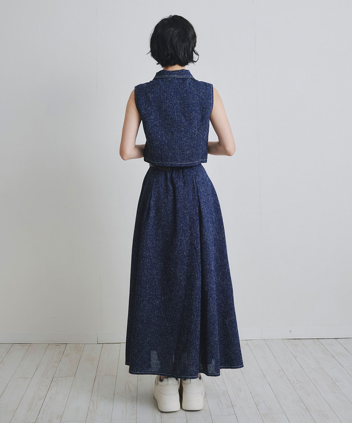 サマーツイードベスト×ロングフレアスカート