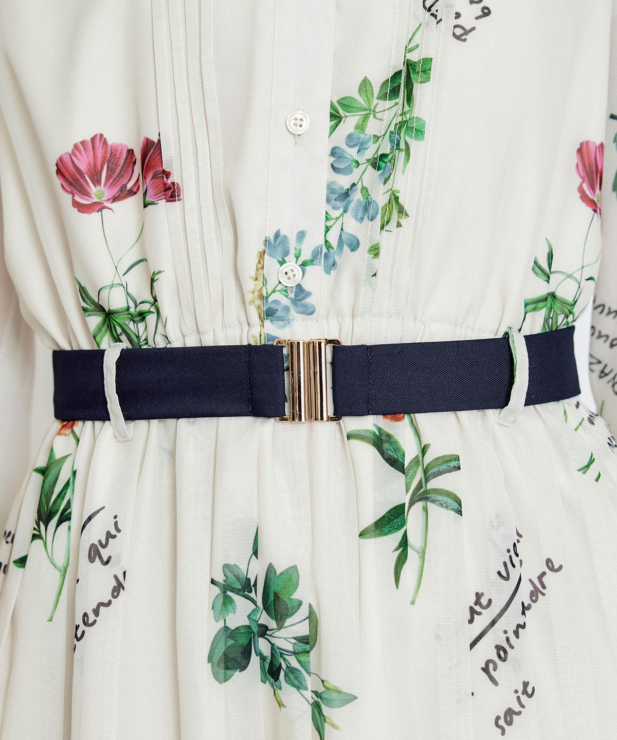 シアーフラワープリーツロングワンピース