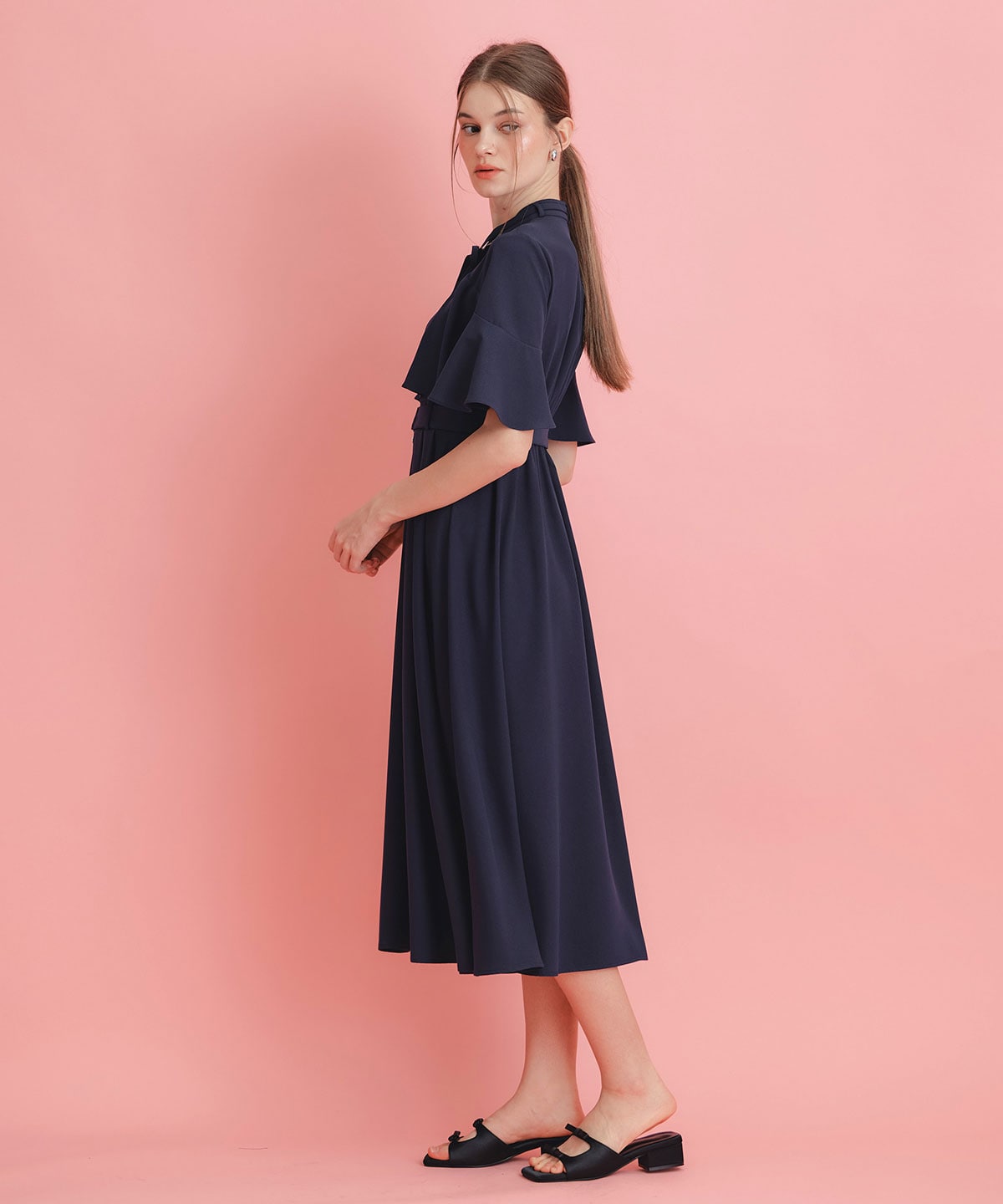 ケープフレアロングワンピース