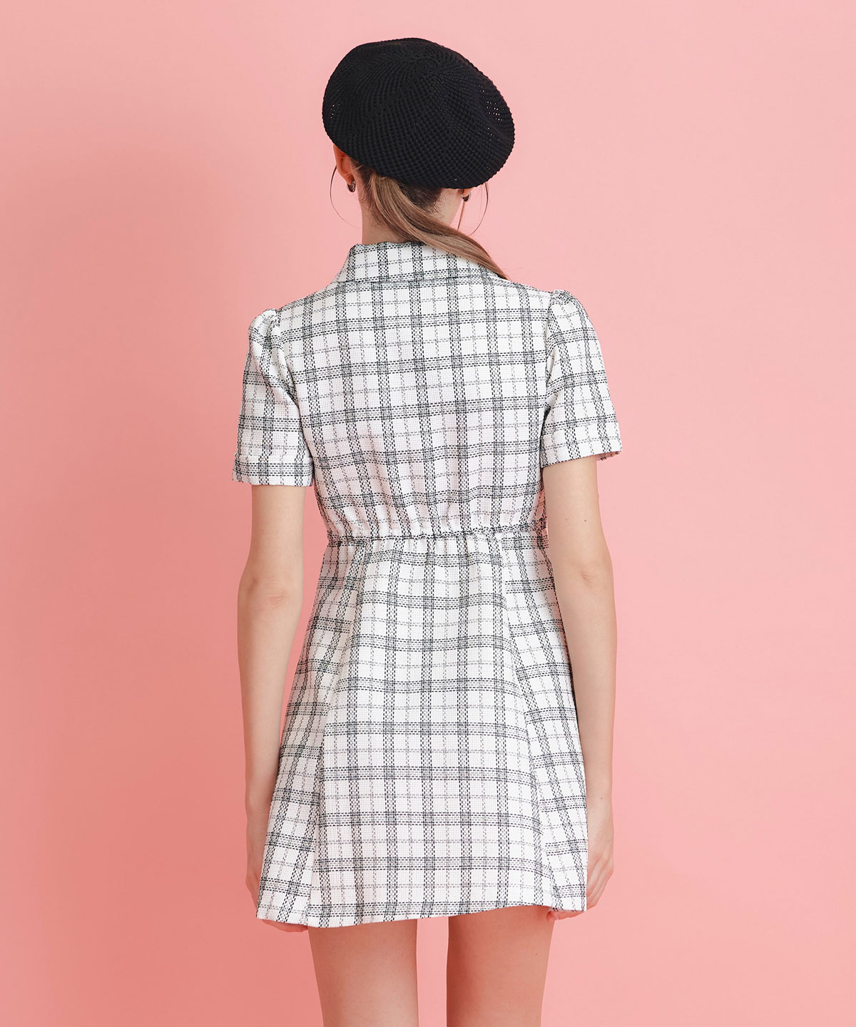 サマーツイードチェックシャツミニワンピース