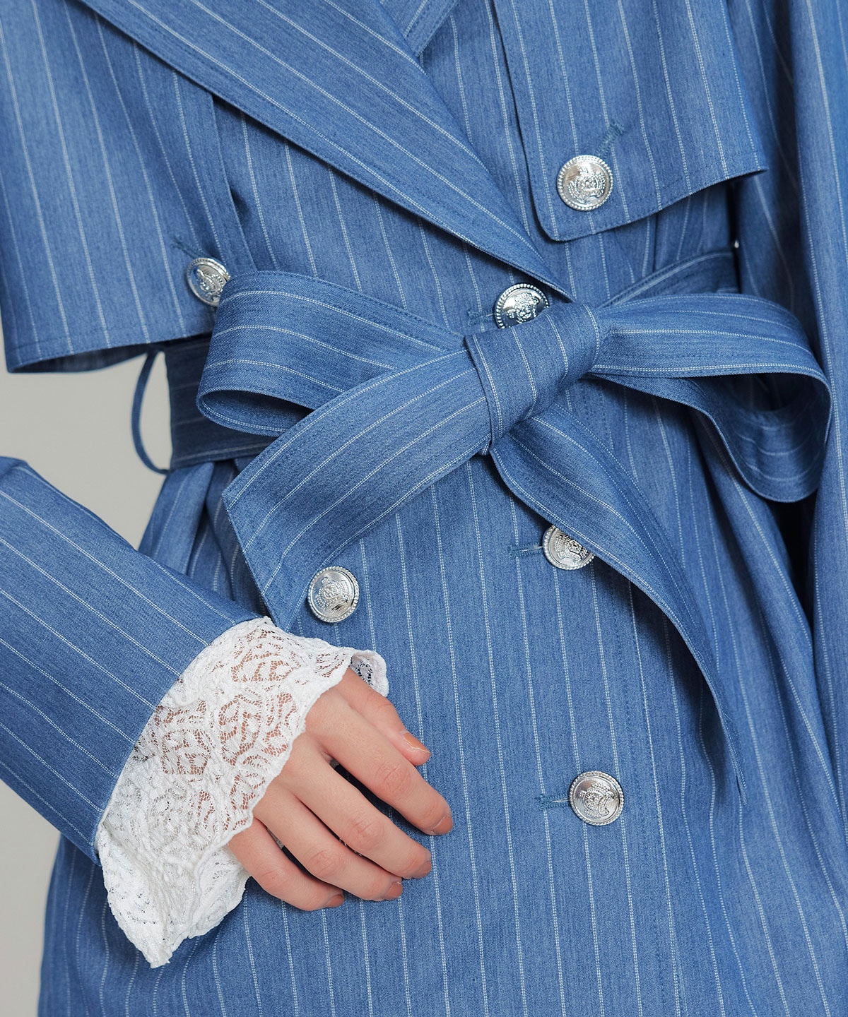 【セットアップ可能】2WAYエンブレムボタンミドルトレンチコート