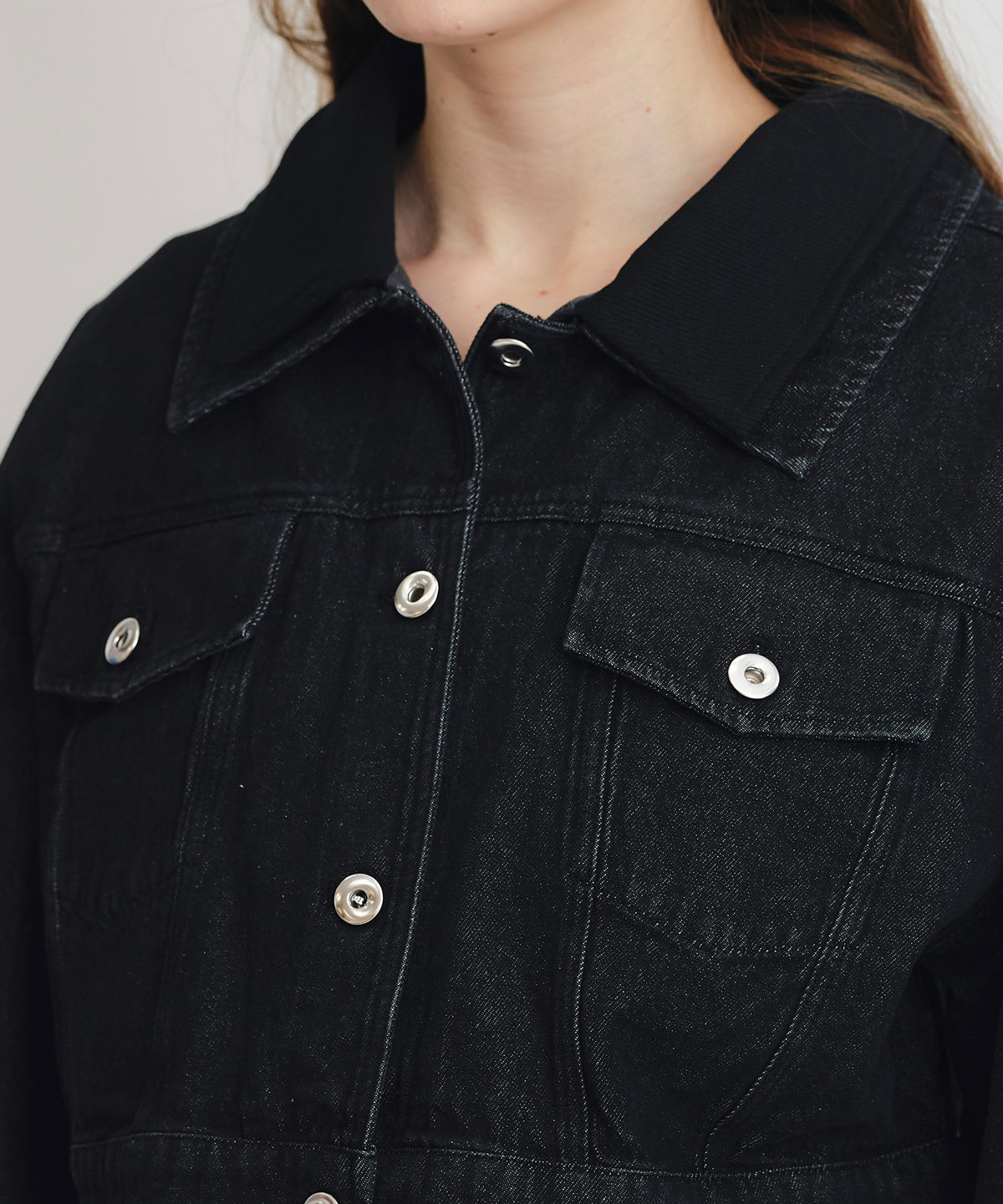 【Chemical Wash Series】ケミカルウォッシュデニムダブルカラーGジャン