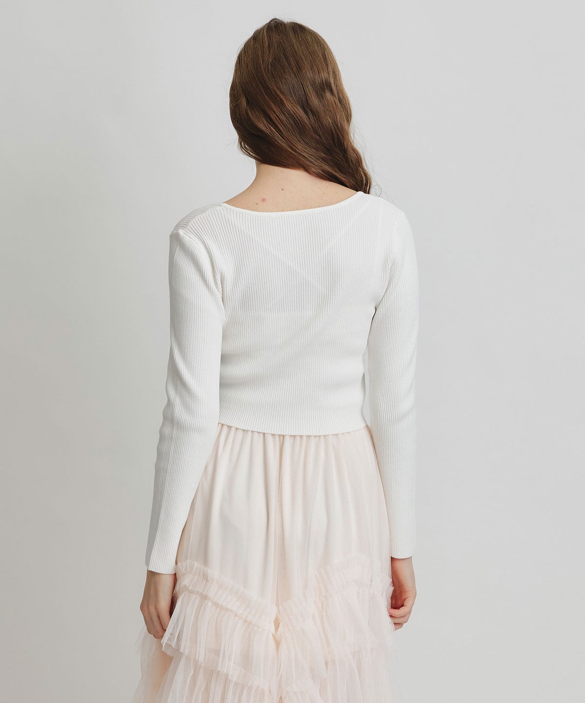 ロゴプレートリブニットカーディガン