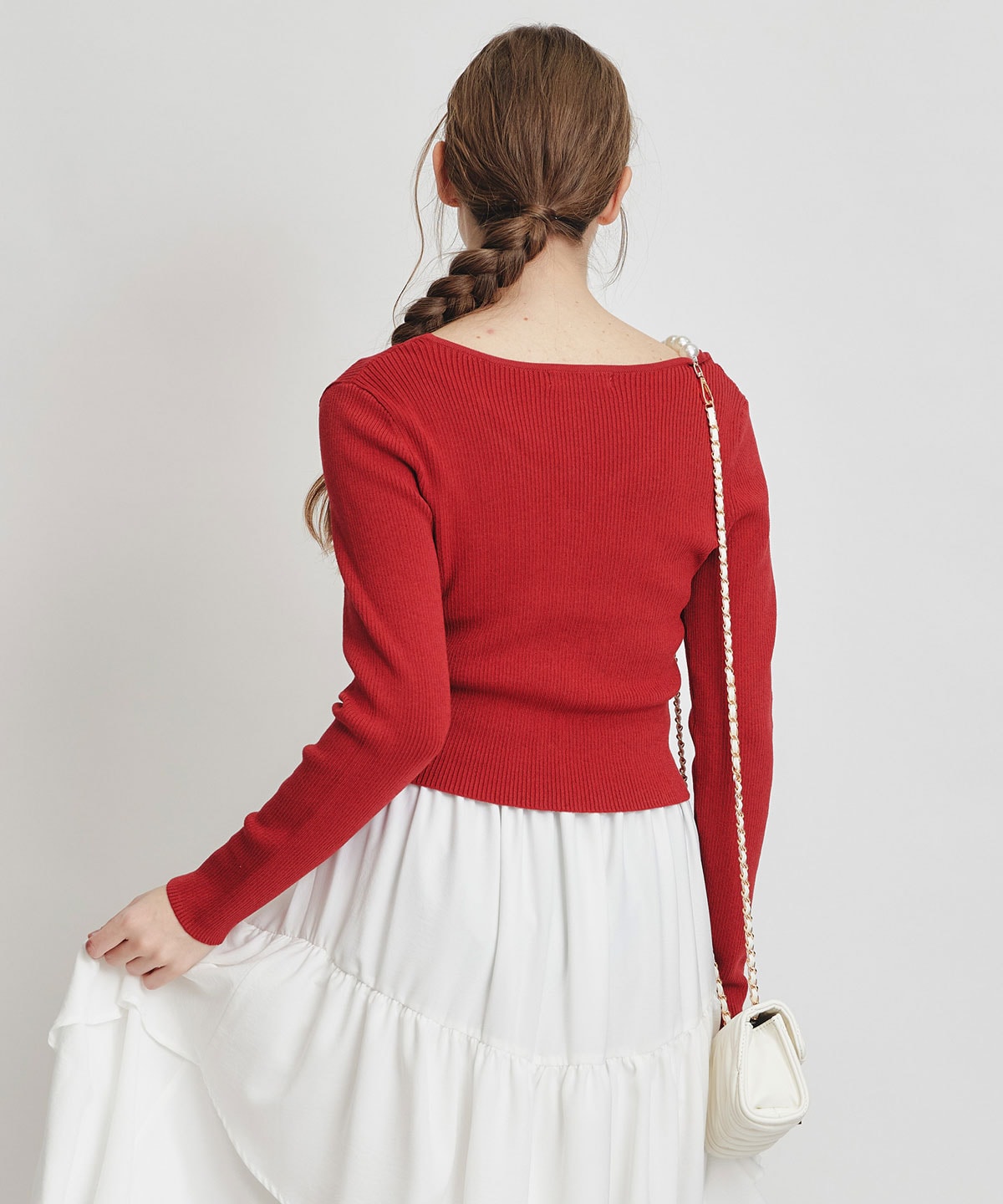 ロゴプレートリブニットカーディガン