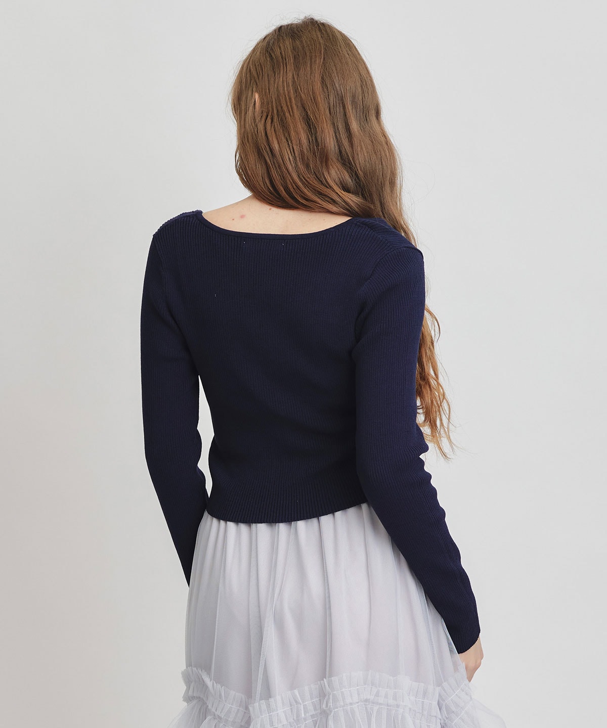 ロゴプレートリブニットカーディガン