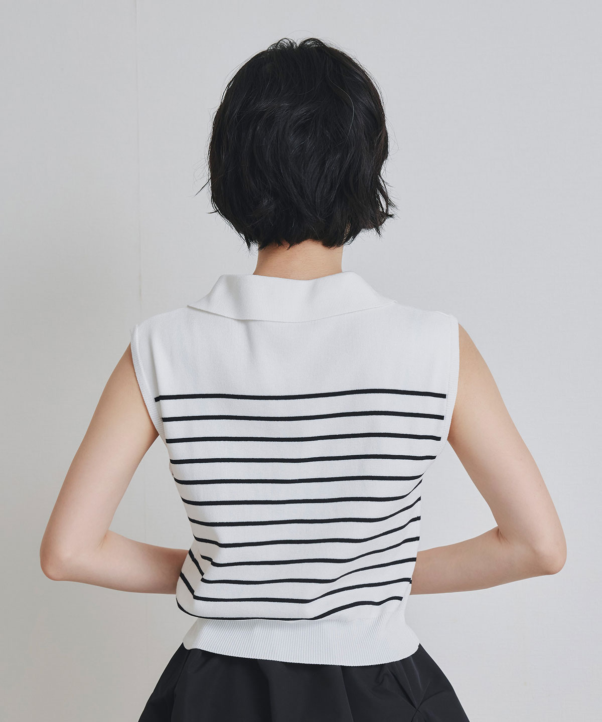 Azelyポロニットノースリーブプルオーバー