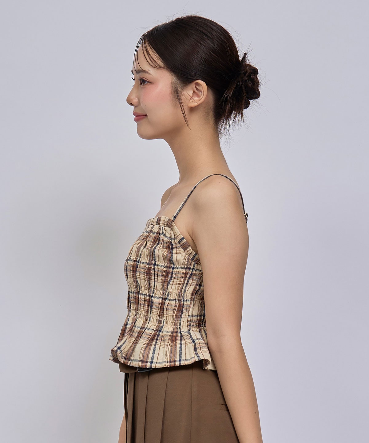 【=LOVE 大場花菜さん着用】チェックビスチェ×シャツセット