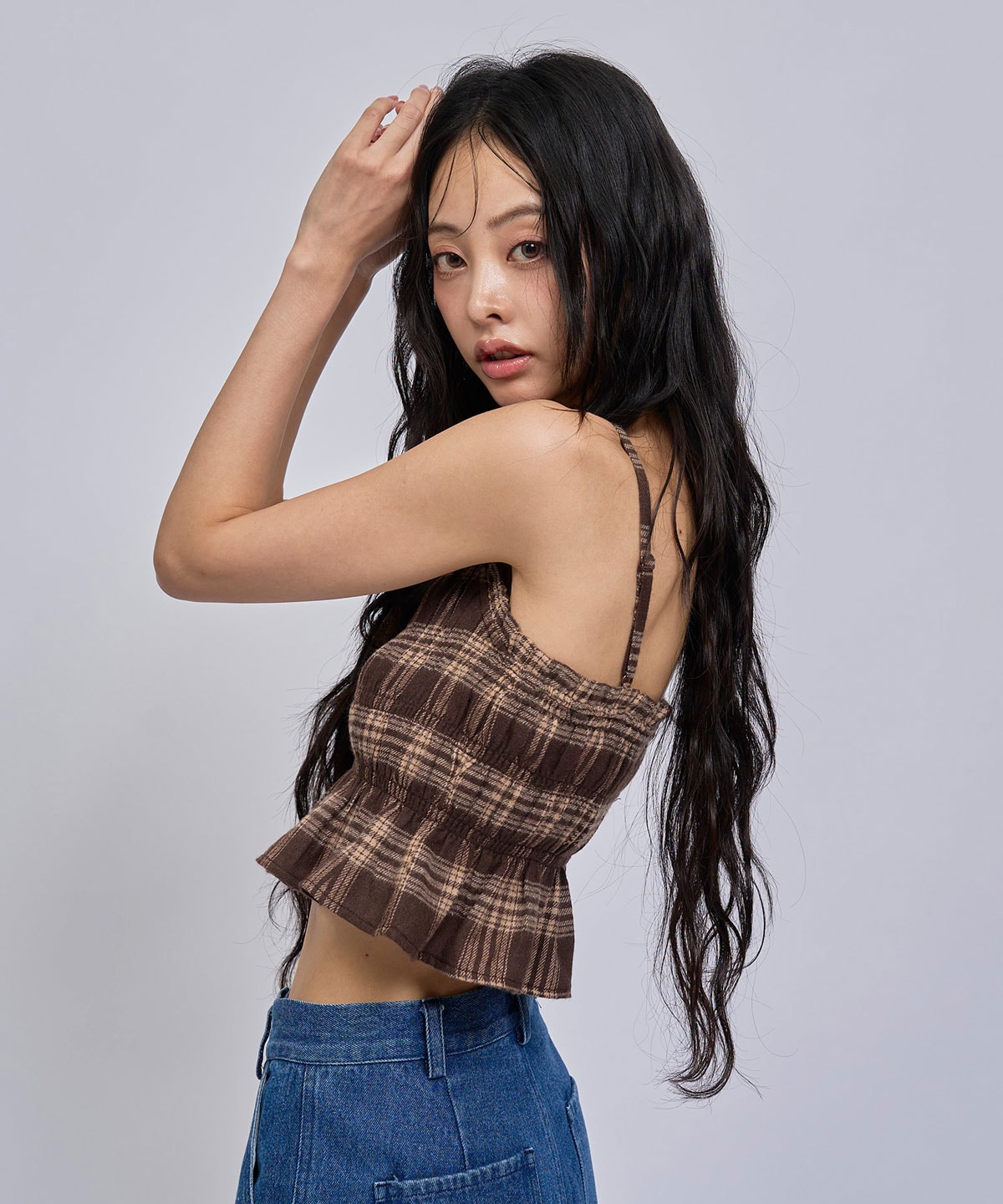 【=LOVE 大場花菜さん着用】チェックビスチェ×シャツセット