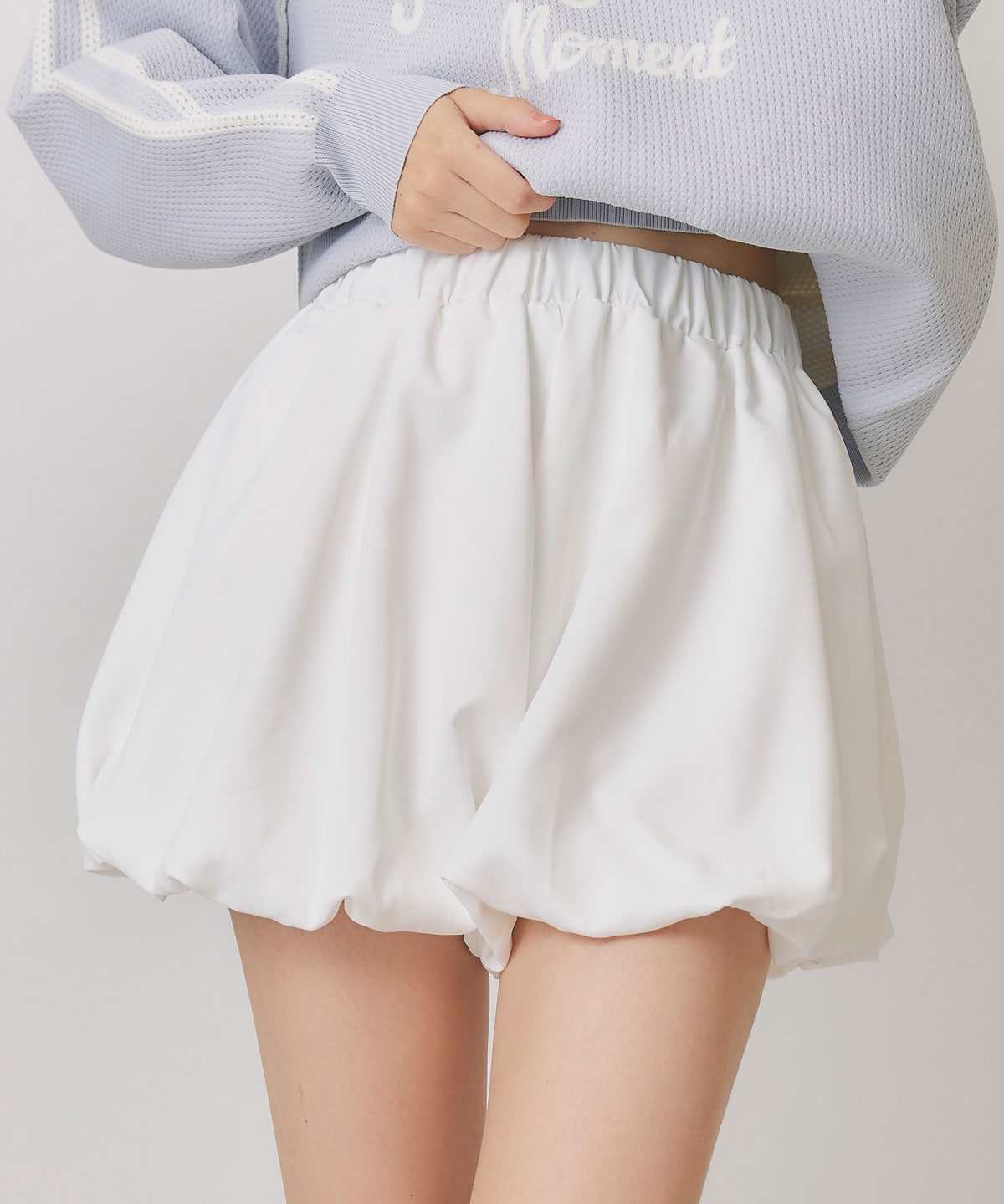 ロゴメッシュニット×バルーンショートパンツセットアップ