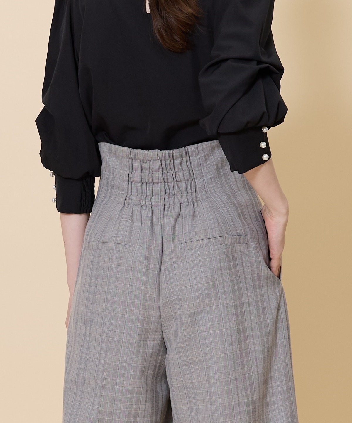 金ボタン美シルエットタックワイドパンツ