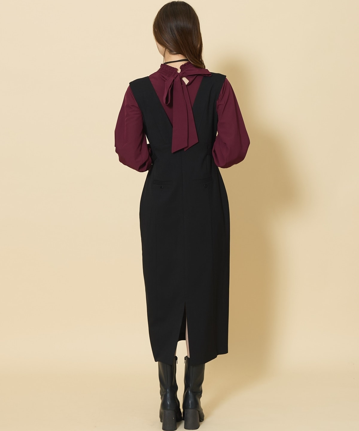 サイドビットＶネックジャンパースカート