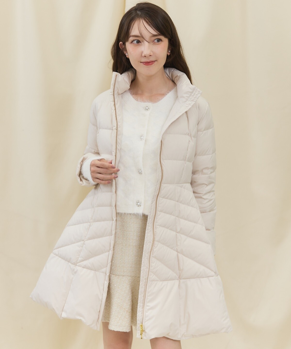 FOXファー付ドレスダウンコート