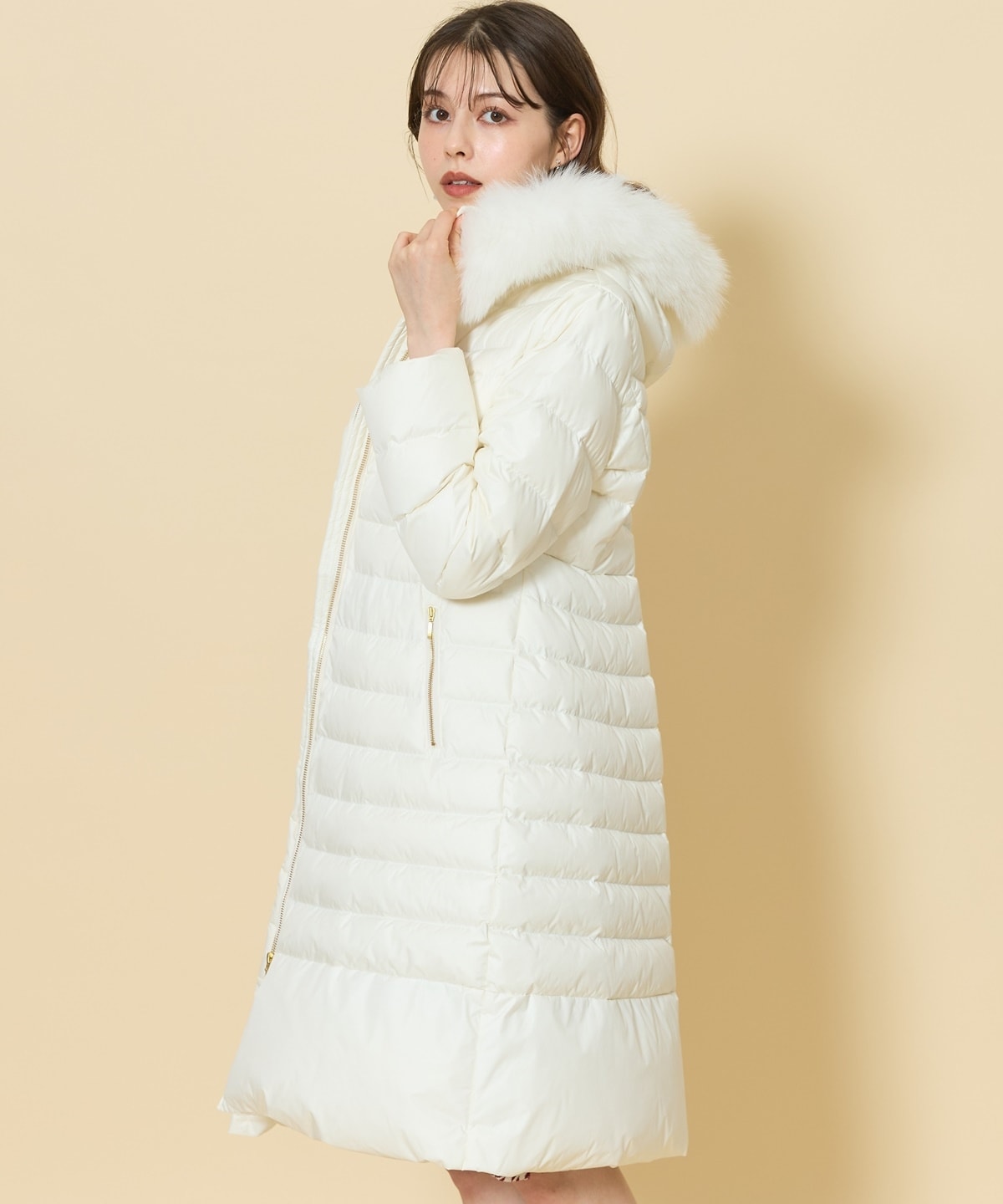 FOXファー付エレガンスロングダウンコート