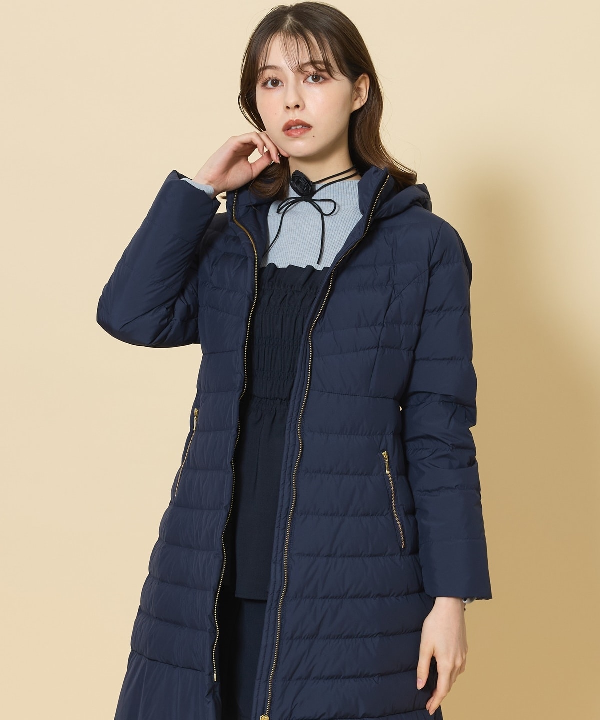 FOXファー付エレガンスロングダウンコート