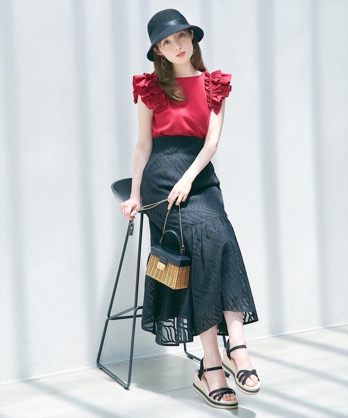 リーフオパールパイピングティアードスカート