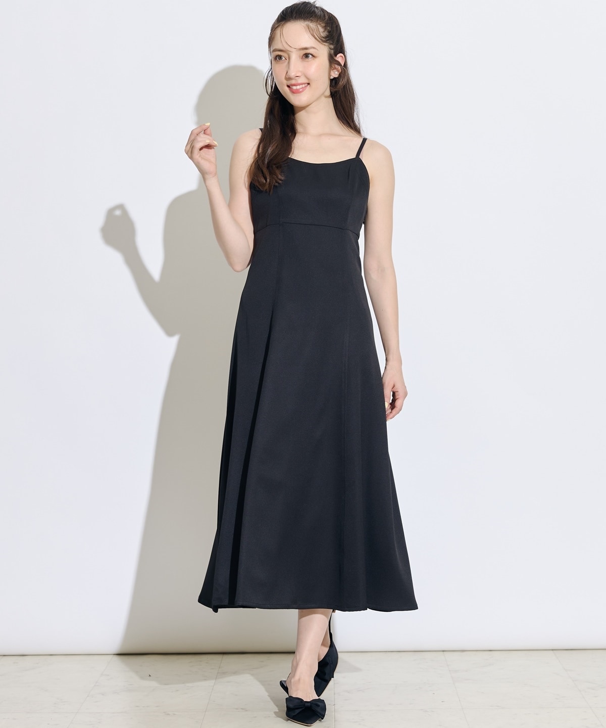 2WAYボウタイブライトシアーシャツレイヤードキャミワンピース