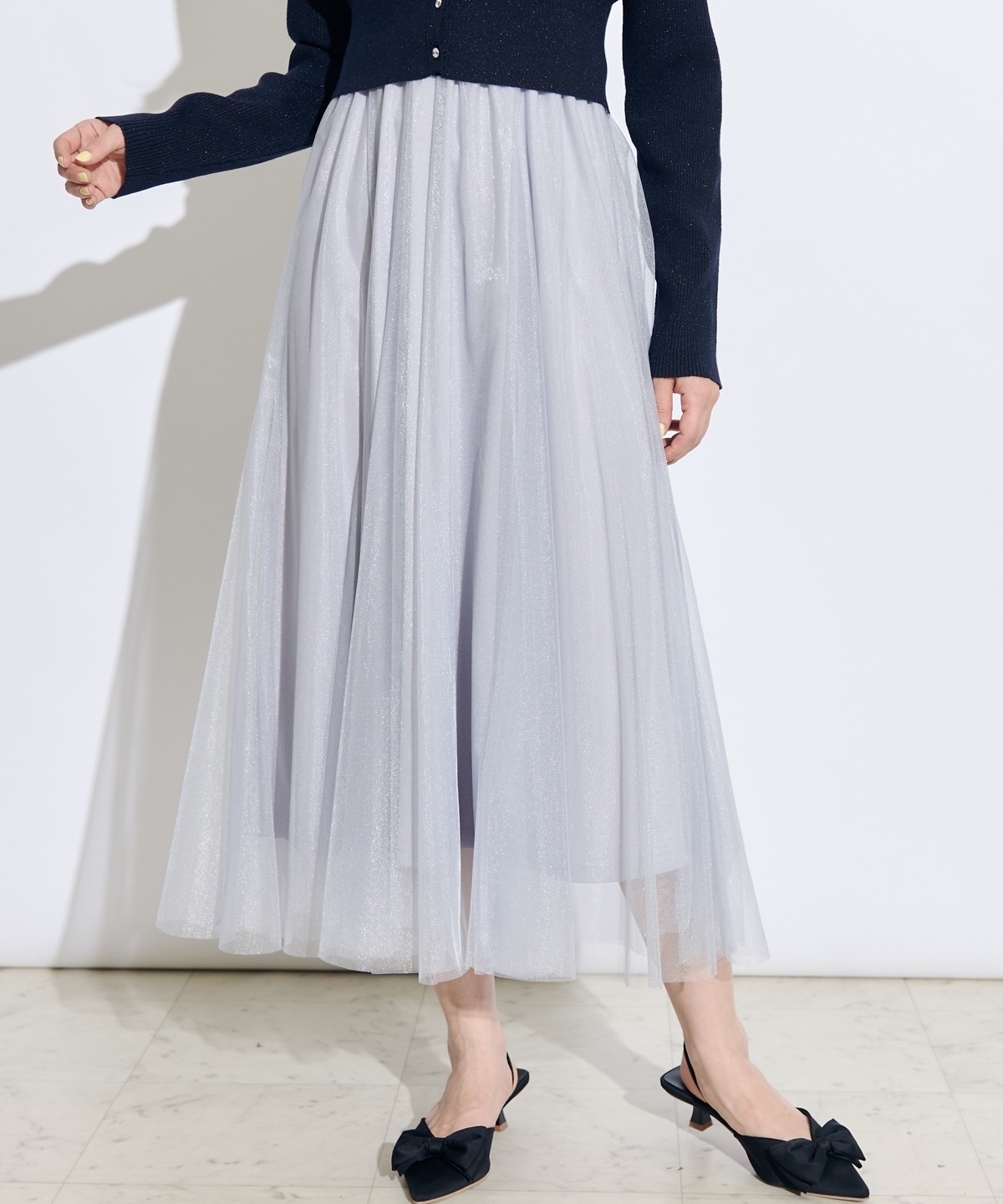 【展示会３位】カーディガンアンサンブルラメニットドッキングワンピース